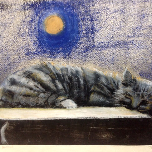 Katt i oljepastell