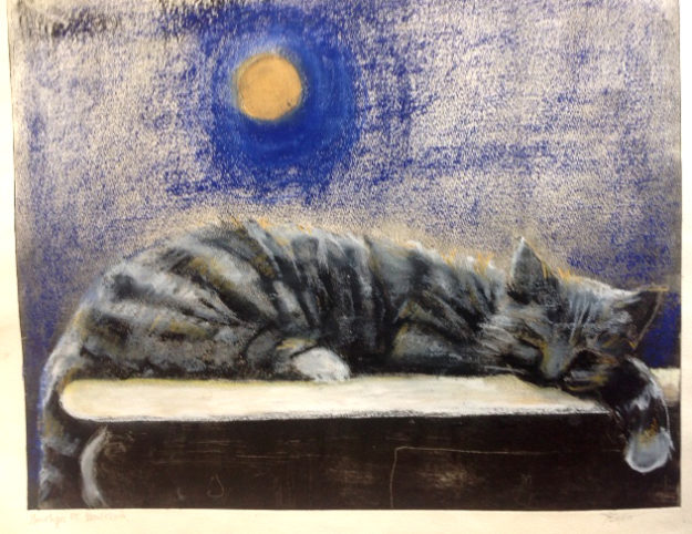 Katt i oljepastell